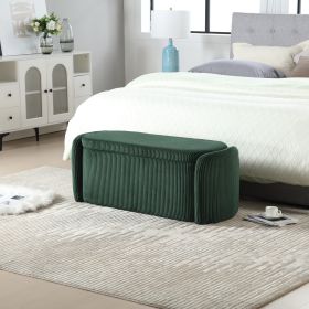 COOLMORE Storage Ottoman,Bedroom End Bench,Upholstered Fabric Storage Ottoman with Safety Hinge, Entryway Padded Footstool (Color: as Pic)