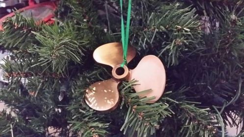 RMS Titanic Propeller Christmas Tree Ornament 4" (Finish: Antique Brass)