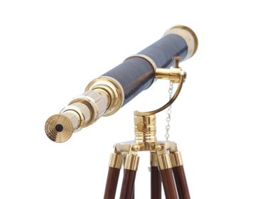 Floor Standing Galileo Telescope 65" (Finish: Brass/Leather)