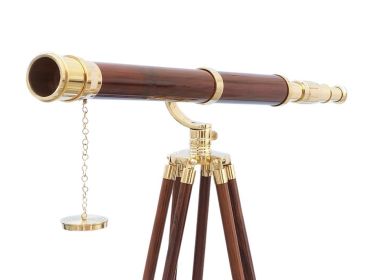 Floor Standing Galileo Telescope 65" (Finish: Brass/Wood)