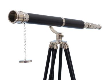 Floor Standing Galileo Telescope 65" (Finish: Chrome/Leather)