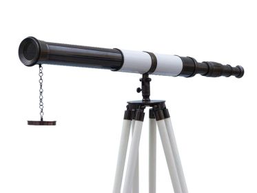 Admirals Floor Standing Telescope 60" (Finish: Bronze/White Leather)