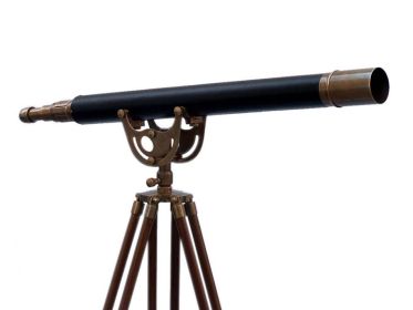 Floor Standing Anchormaster Telescope 65" (Finish: Antique Brass/Leather)