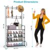 5-Tier Dustproof Entryway Hall Tree Coat Rack Shoe Rack With 8 Removable Hooks Freestanding Shoe Storage Shelf Hat Clothes Organizer For Front Door Be