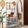 5-Tier Dustproof Entryway Hall Tree Coat Rack Shoe Rack With 8 Removable Hooks Freestanding Shoe Storage Shelf Hat Clothes Organizer For Front Door Be