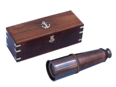 Deluxe Class Admiral's Spyglass Telescope 27" with Rosewood Box (Finish: Antique Copper B)