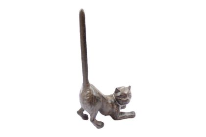 Cast Iron Cat Paper Towel Holder 10" (Finish: Cast Iron)