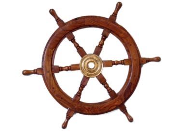 Deluxe Class Wood and Metal Decorative Ship's Steering Wheel (style: 24" Wood/Brass)