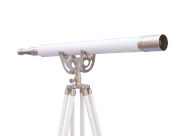 Floor Standing Anchormaster Telescope 65" (Finish: Brushed Nickel/White Leather)