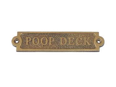 Cast Iron Poop Deck Sign 6" (Finish: Antique Brass)