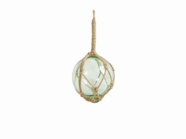 Japanese Glass Ball Fishing Float With Brown Netting Decoration 6" (Color: Seafoam Green)