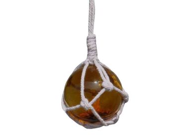 Japanese Glass Ball Fishing Float Decorative Christmas Ornament (style: 2" Amber / White Net)