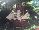 Wooden Model Ship Christmas Tree Ornament