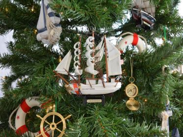 Wooden Model Ship Christmas Tree Ornament (Model: United Stated Coast Guard USCG Eagle)