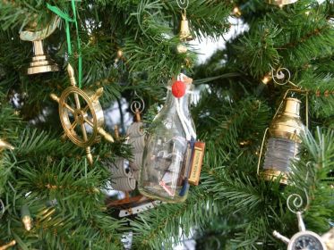 Model Ship in a Glass Bottle Christmas Ornament (Model: 5" Santa Maria)