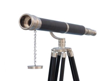 Floor Standing Galileo Telescope 65" (Finish: Brushed Nickel/Leather)