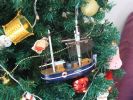 Wooden Fisher King Model Fishing Boat Christmas Tree Ornament