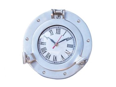 Deluxe Class Decorative Ship's Porthole Clock (style: 8" Brushed Nickel)