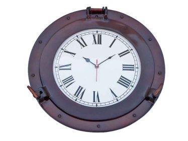 Deluxe Class Decorative Ship's Porthole Clock (style: 17" Antique Copper)