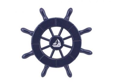 Decorative Ship Wheel with Sailboat (style: 6" Dark Blue)