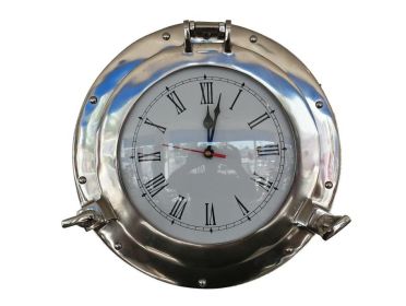 Deluxe Class Decorative Ship's Porthole Clock (style: 12" Chrome)