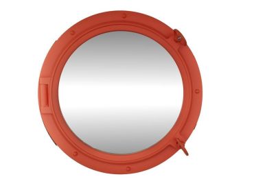 Decorative Ship Porthole Mirror 24" (Finish: Orange)