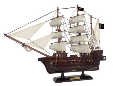 Wooden Blackbeard's Queen Anne's Revenge Model Pirate Ship (style: 20" White Sails)