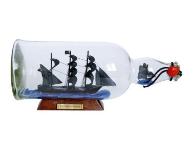 Blackbeard's Queen Anne's Revenge Model Pirate Ship in a Glass Bottle (size: 11")