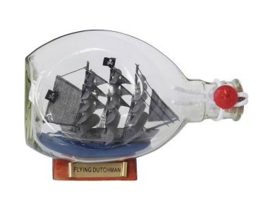 Flying Dutchman Pirate Ship in a Glass Bottle (size: 7")