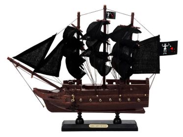 Wooden Blackbeard's Queen Anne's Revenge Model Pirate Ship (style: 12" Black Sails)