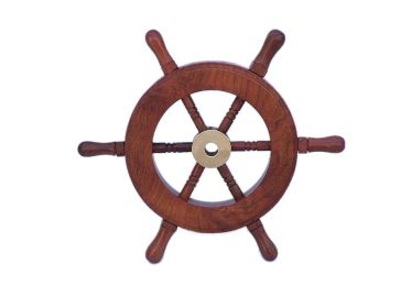 Deluxe Class Wood and Metal Decorative Ship's Steering Wheel (style: 6" Wood/Brass)