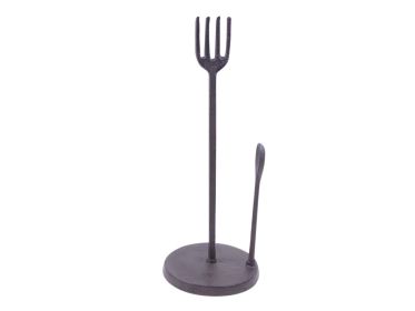 Cast Iron Fork and Spoon Kitchen Paper Towel Holder 15" (Finish: Cast Iron)