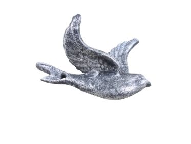 Cast Iron Flying Bird Decorative Metal Wing Wall Hook 5.5" (Finish: Rustic Silver)