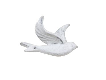 Cast Iron Flying Bird Decorative Metal Wing Wall Hook 5.5" (Finish: Whitewashed)