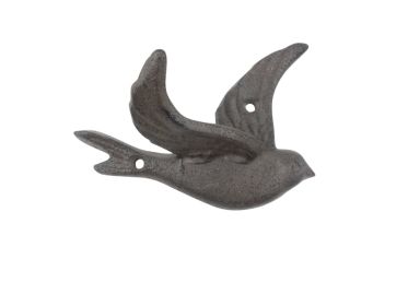 Cast Iron Flying Bird Decorative Metal Wing Wall Hook 5.5" (Finish: Cast Iron)