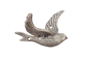 Cast Iron Flying Bird Decorative Metal Wing Wall Hook 5.5" (Finish: Rustic Gold)