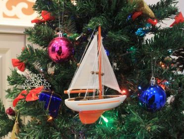 Wooden Sailboat Model Christmas Tree Ornament (style: Orange)