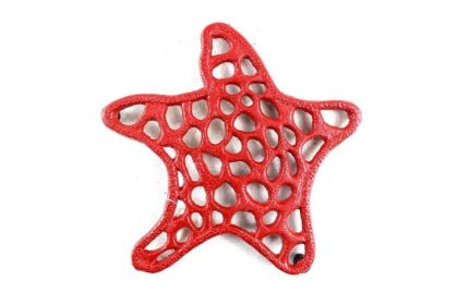 Cast Iron Starfish Trivet 7" (Finish: Rustic Red)