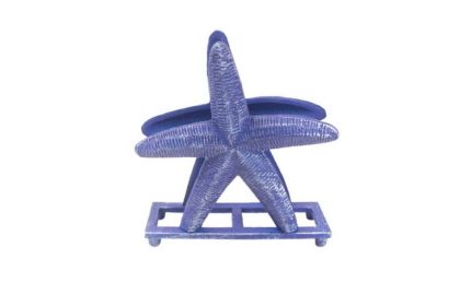 Cast Iron Starfish Napkin Holder 6" (Finish: Rustic Dark Blue)