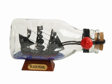 Black Pearl Pirates of the Caribbean Model Ship in a Glass Bottle (size: 5")