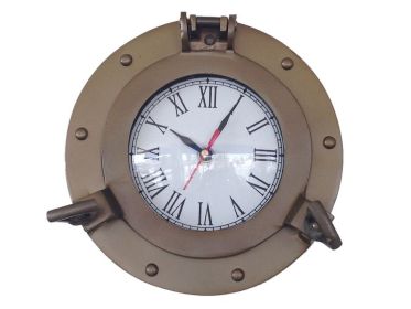 Deluxe Class Decorative Ship's Porthole Clock (style: 8" Antique Brass)