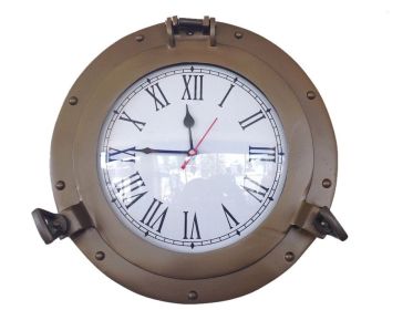 Deluxe Class Decorative Ship's Porthole Clock (style: 12" Antique Brass)