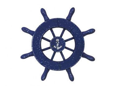 Decorative Ship Wheel with Anchor (style: 6" Rustic Dark Blue)