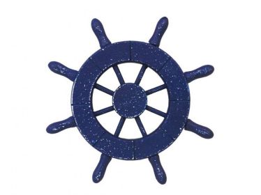 Decorative Ship Wheel (style: 6" Rustic Dark Blue)