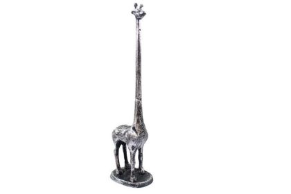 Cast Iron Giraffe Extra Toilet Paper Stand 19" (Finish: Rustic Silver)