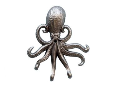 Metal Wall Mounted Octopus Hooks 7" (Finish: Silver)