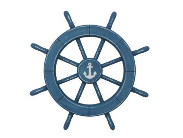 Decorative Ship Wheel with Anchor (style: 18" Light Blue)