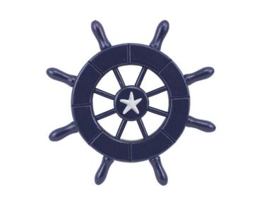 Decorative Ship Wheel with Starfish (style: 6" Dark Blue)