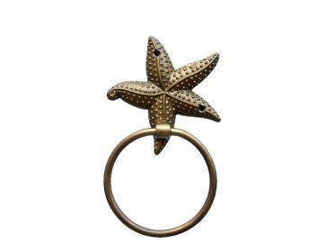 Metal Starfish Towel Holder 9" (Finish: Antique Brass)