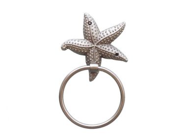 Metal Starfish Towel Holder 9" (Finish: Silver)